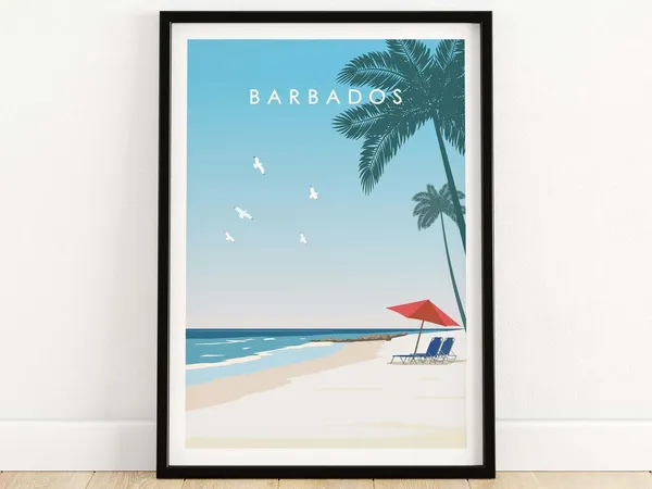 Barbados Minimalist Art Print, Travel Poster