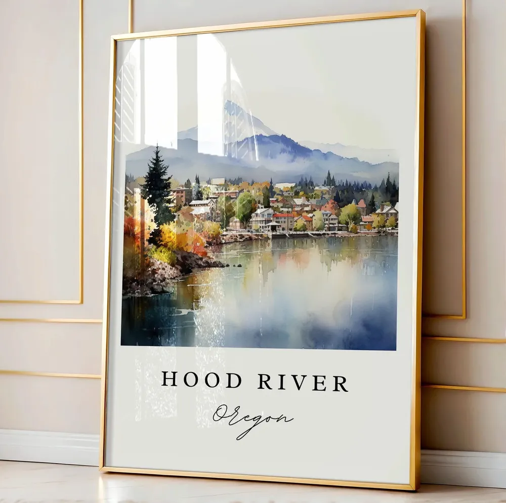 Hood River Oregon Travel Poster, Custom Text Art Print - Image 4