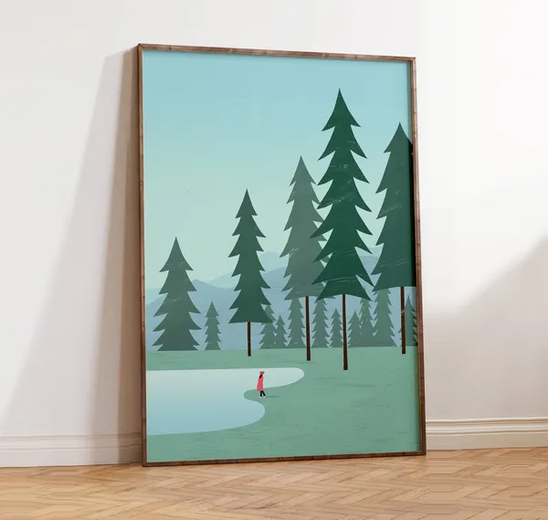 Forest Landscape Poster, Nature Wall Decoration