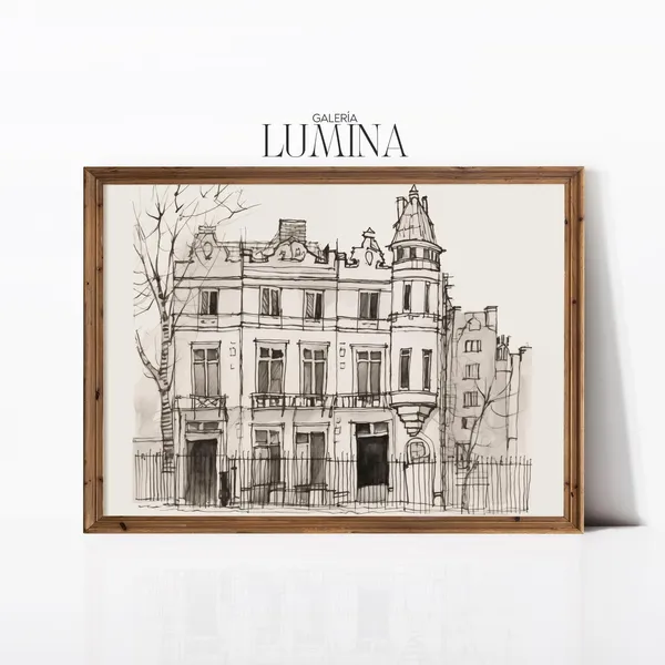 Victorian Building In London, Minimalist Sketch Print