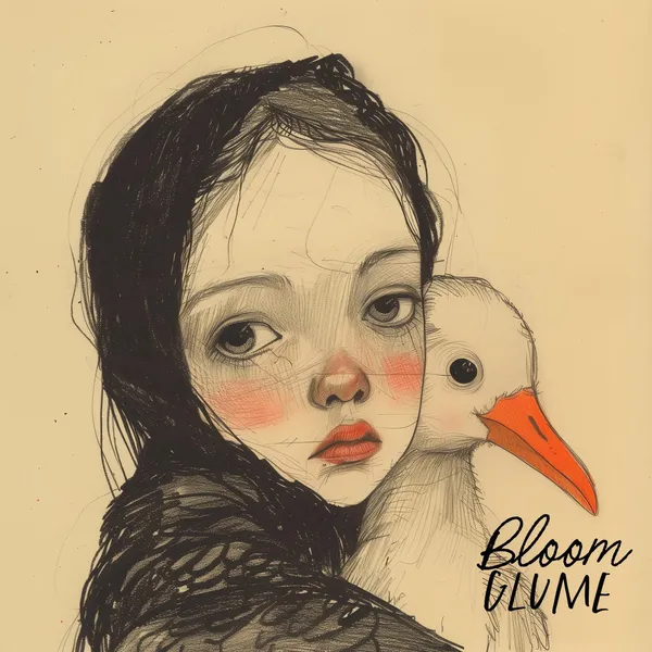 Eloise and Her Stork, Creepy-Cute Storybook Art Print