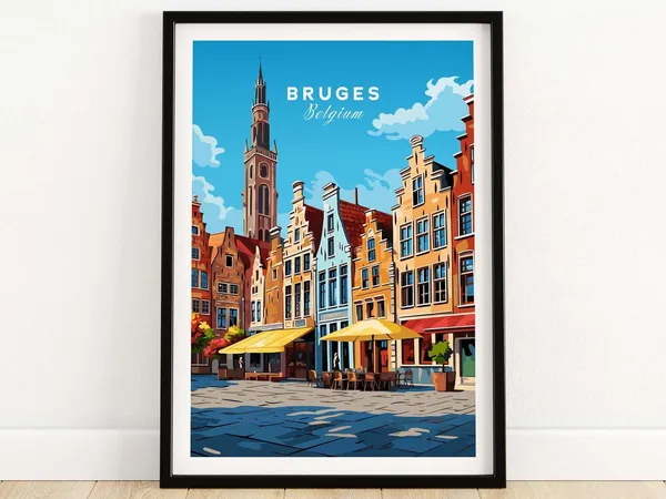 Bruges Travel Poster, European City Art Print
