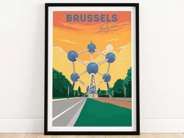 Brussels Belgium Travel Poster Wall Art Print