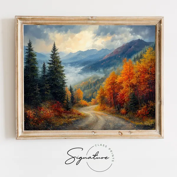 Moody Autumn Mountain Path Vintage Fall Landscape