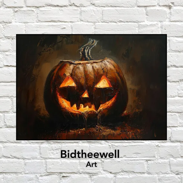 Pumpkin Halloween Art Print, Gothic Darkcore Decor