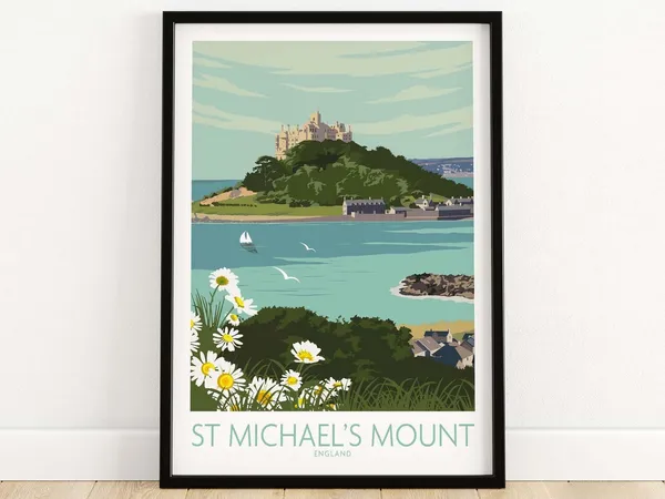 Cornwall Travel Poster, St Michaels Mount Art Print