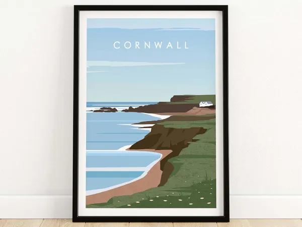 Cornwall Coastline Art Print, Home Decor Poster