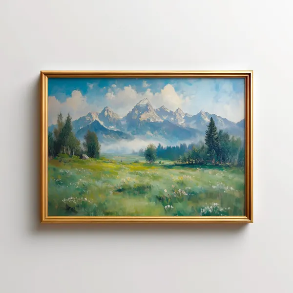 Grand Teton Morning Fog Landscape Art Print