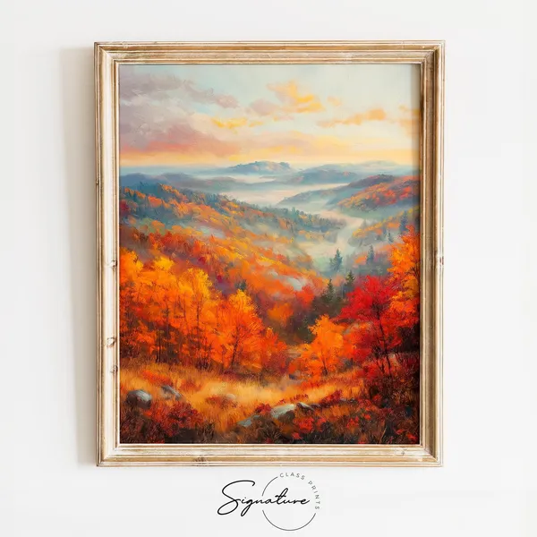Autumn Mountain Landscape Vintage Fall Poster