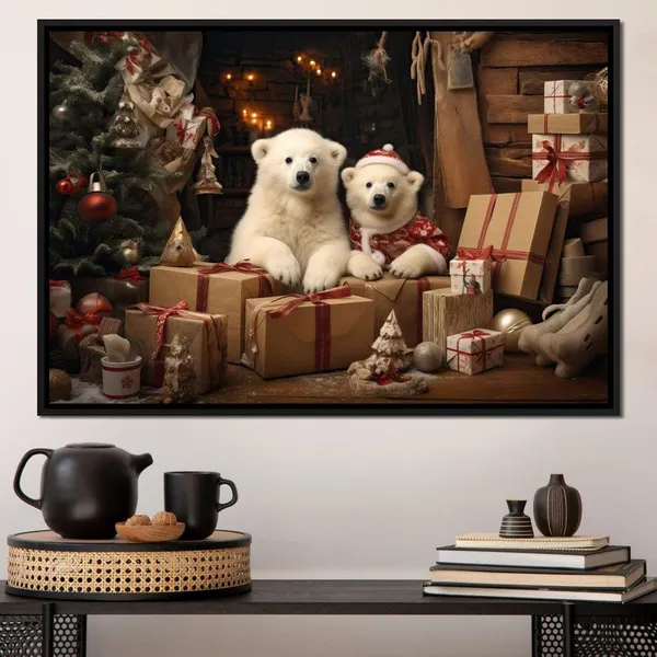 Christmas Spirit Bears, Festive Holiday Art Print