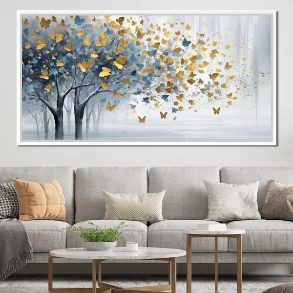 Blue and Gold Grove Nature Abstract Art Print