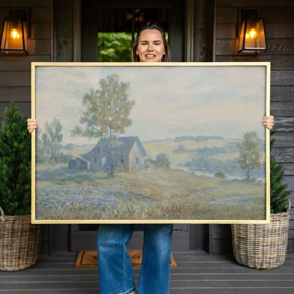 Oil Painting Print Landscape Wall Art, Farmhouse