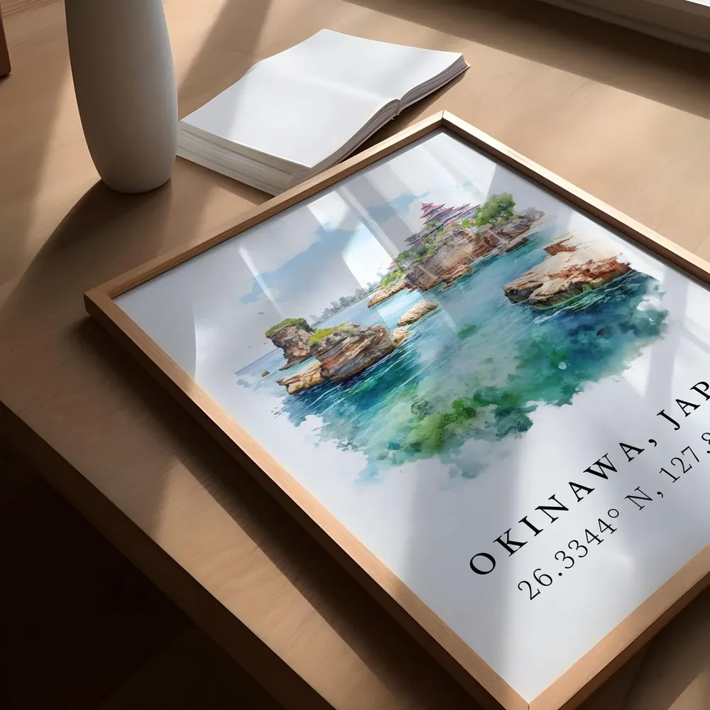 Okinawa Watercolor Travel Poster, Japan Wall Art - Image 5