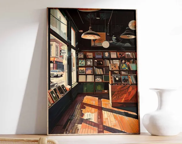 Retro Vinyl Record Store Vintage Music Poster