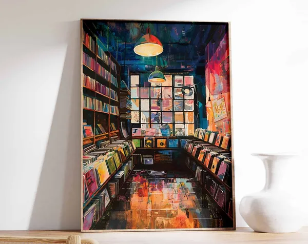 Retro Vinyl Record Store Vintage Music Art Print