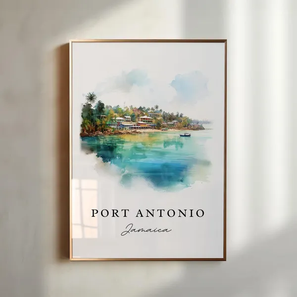 Port Antonio Jamaica Watercolor Travel Poster