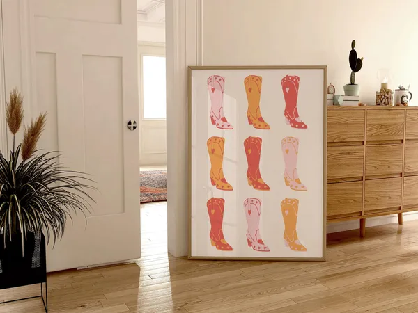 Cowboy Boots Boho Western Art Print