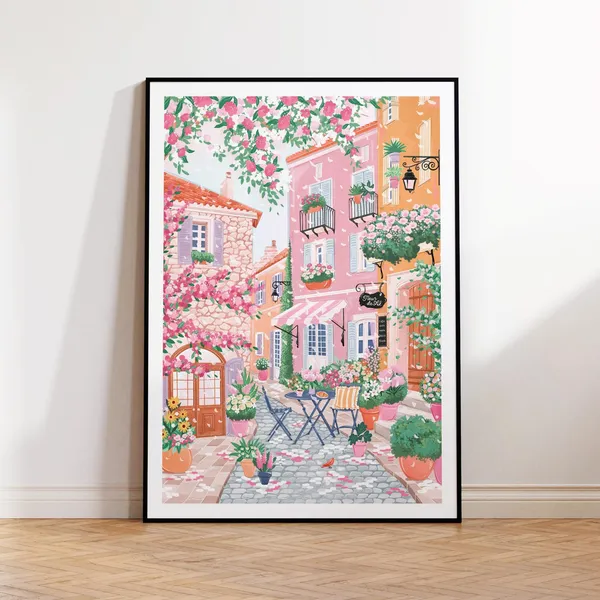 South Of France Pink Spring Travel Poster