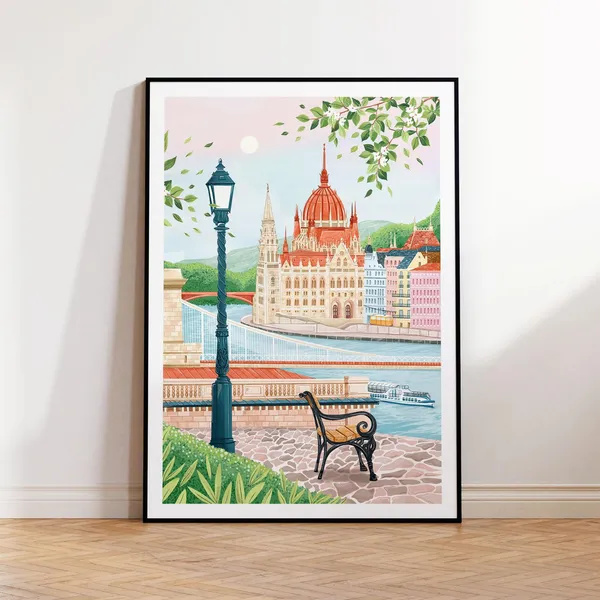 Budapest Hungary Travel Poster, Living Room Decor