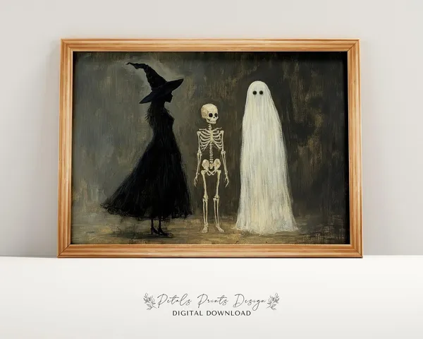 Witchy Decor Halloween Art Print, Vintage Rustic