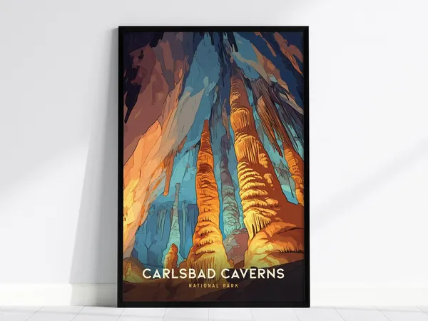 Carlsbad Caverns National Park Travel Poster, Cave Art