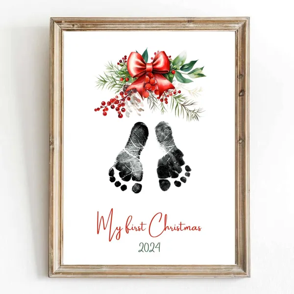 Mistletoes Footprint Art Template Christmas Keepsake Gift