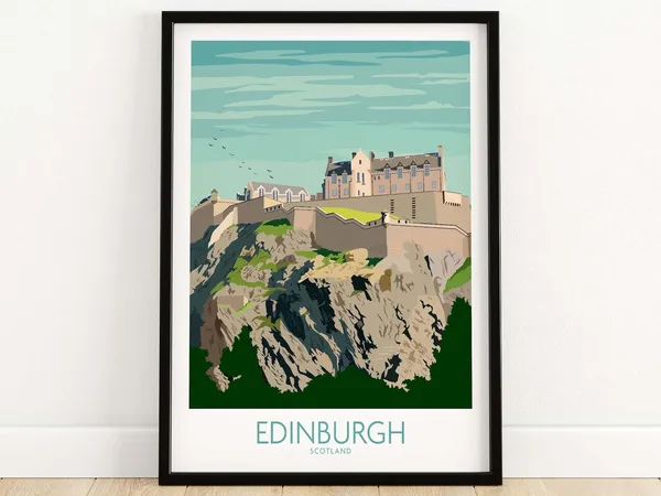 Edinburgh Travel Poster, Scottish Home Decor Art Print