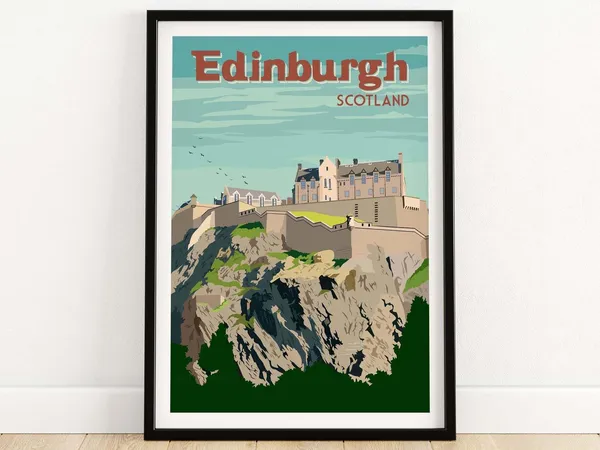 Edinburgh Scotland Travel Poster, Wall Art Print