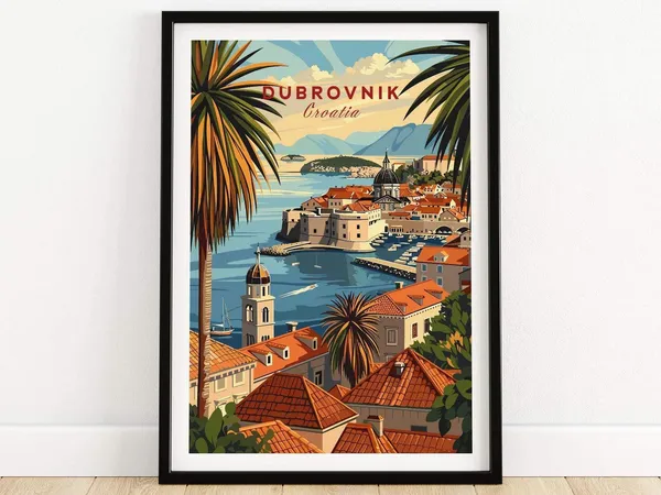 Dubrovnik Illustration Croatia Travel Poster