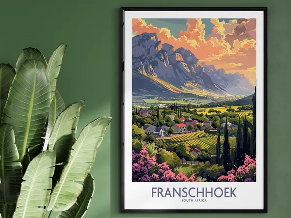 Franschhoek Travel Poster, Place-Inspired Wall Art Print