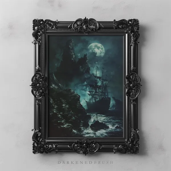 Haunted Ship Full Moon Gothic Nautical Art Print