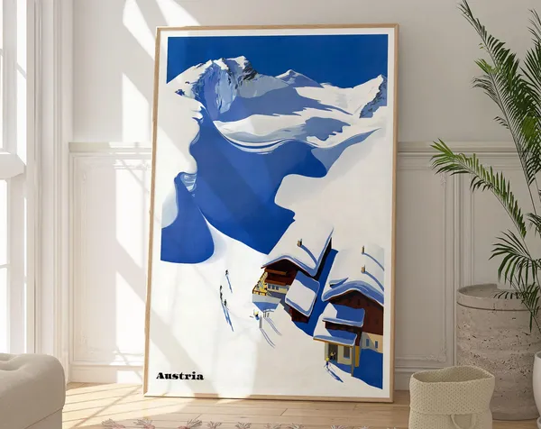 Austria Alps Travel Poster, Mountain Landscape