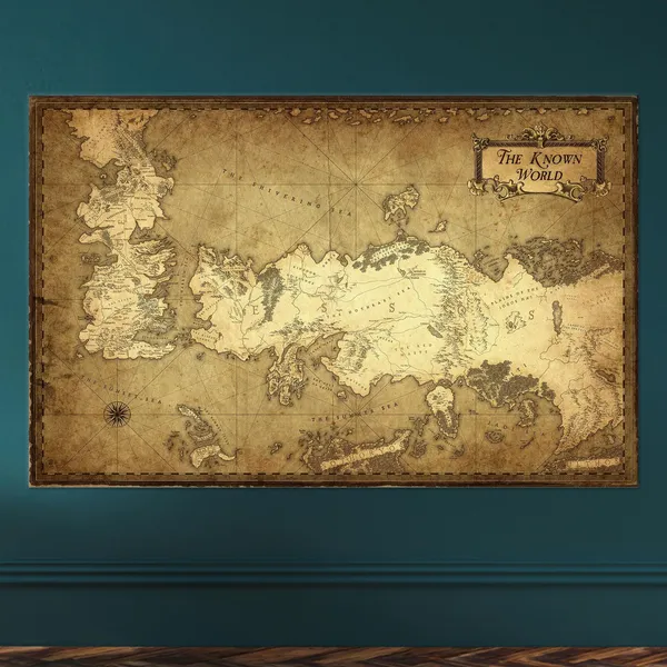 Vintage World Map Art Print, Living Room Decor