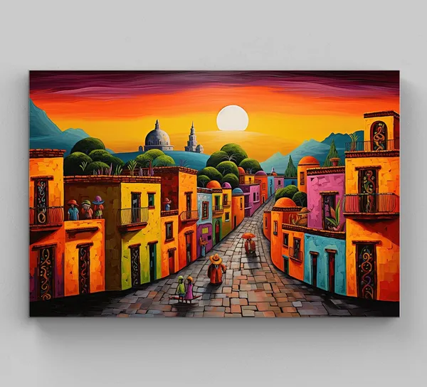 Mexican Landscape Oil Painting, Modern Art Print