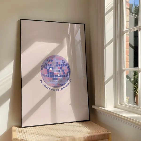 Disco Dancin Mirror Ball Art Print, Coquette Decor