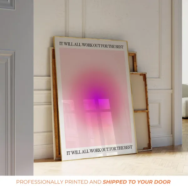Pink Aura Aesthetic Wall Art Print, Girly Decor