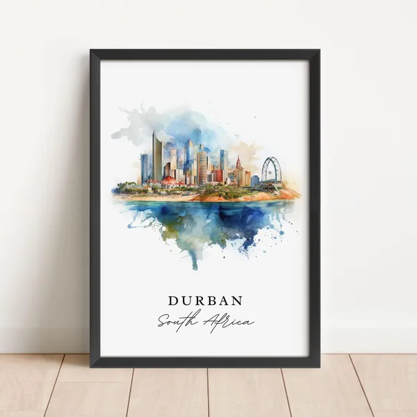 Durban South Africa Travel Poster, Custom Text