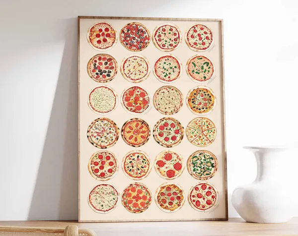Pizza Poster, Italian Food Kitchen Art Print