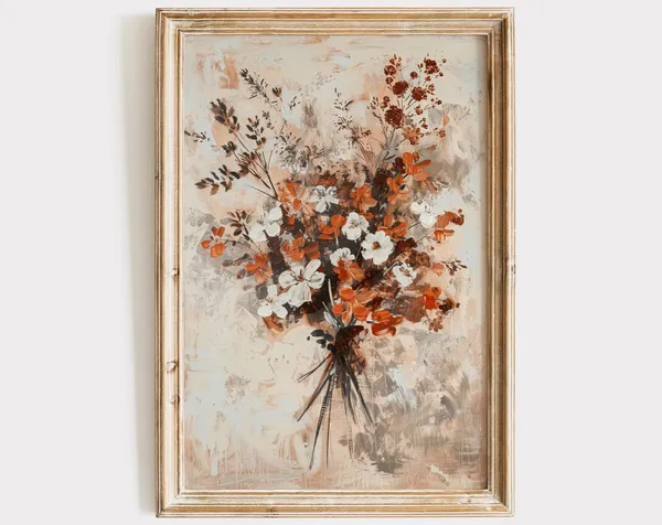Autumn Flowers, Vintage Farmhouse Botanical Print
