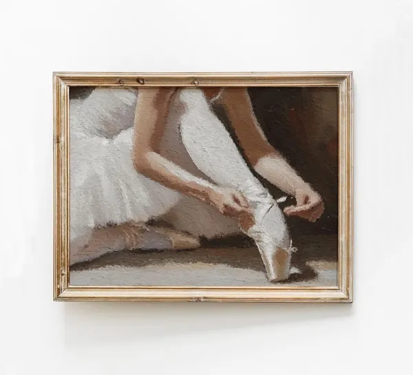 Ballerina Print, Vintage Muted Neutral Dance Art Print