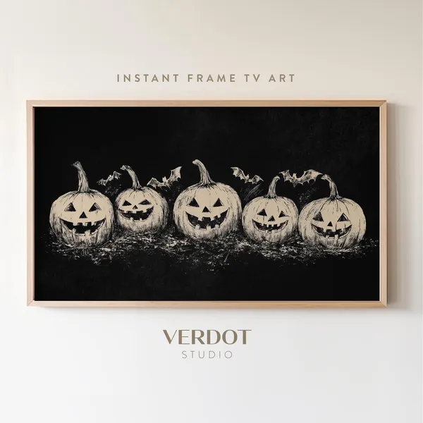 Halloween Pumpkin Frame Art Print, Neutral Fall Decor