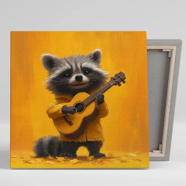 Raccoon Strummer Whimsical Bohemian Art Print