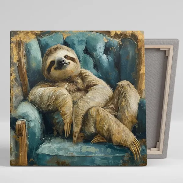 Lazy Luxury Sloth, Whimsical Contemporary Art Print