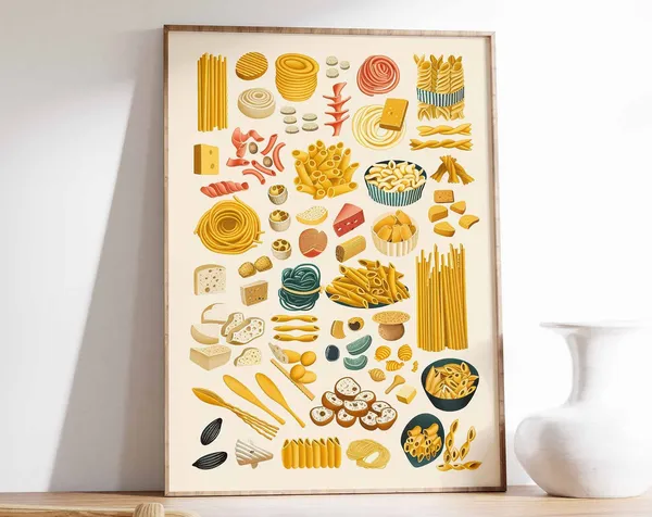 Pasta Poster, Italian Food Kitchen Art Print