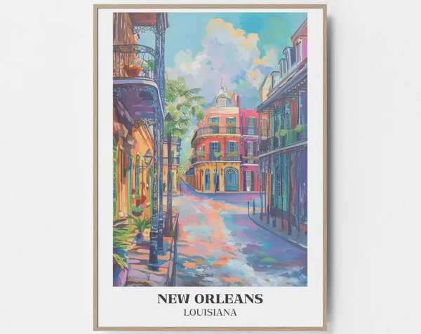 New Orleans Vintage Travel Poster, French Quarter