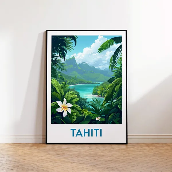 Tahiti Travel Poster Art Print, French Polynesia