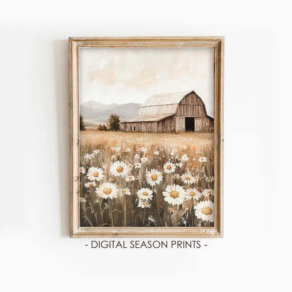 Old Barn Farmhouse Rustic Country Landscape Art Print