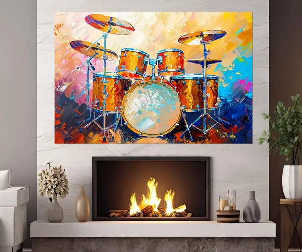Drums Watercolor Wall Art Print, Drummer Gift