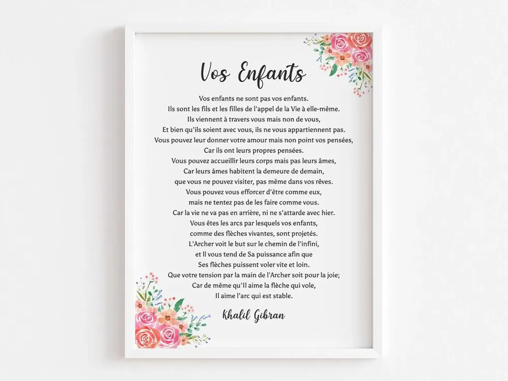 Vos Enfants by Khalil Gibran Art Print for Nursery