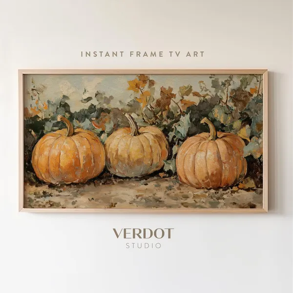 Vintage Pumpkins Fall Art Print, Rustic Farmhouse